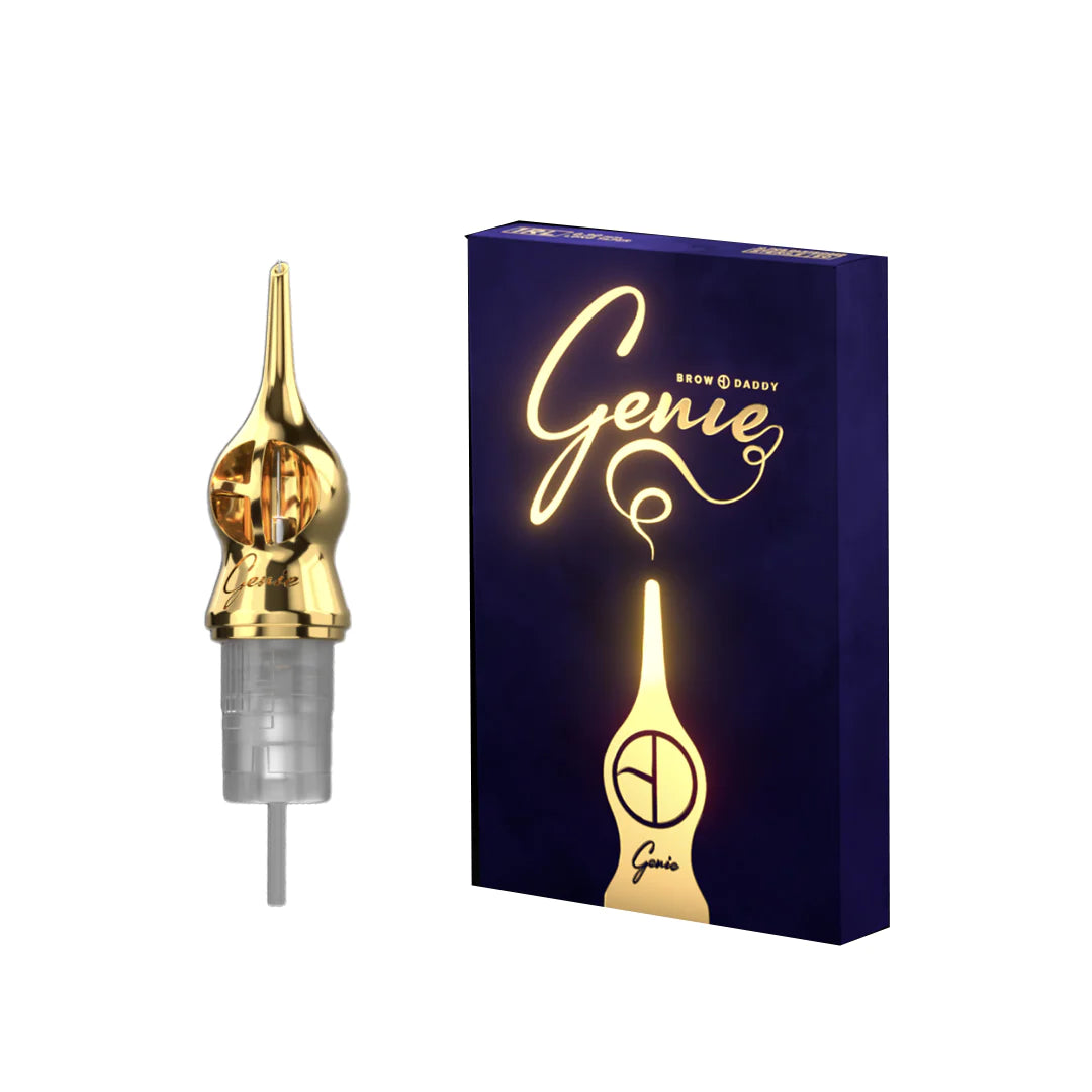Brow Daddy Genie Needle Cartridges - Box of 10 for Microblading & Permanent Makeup - Professional Eyebrow Tattoo Supplies - Perfect for Salon & Home Use