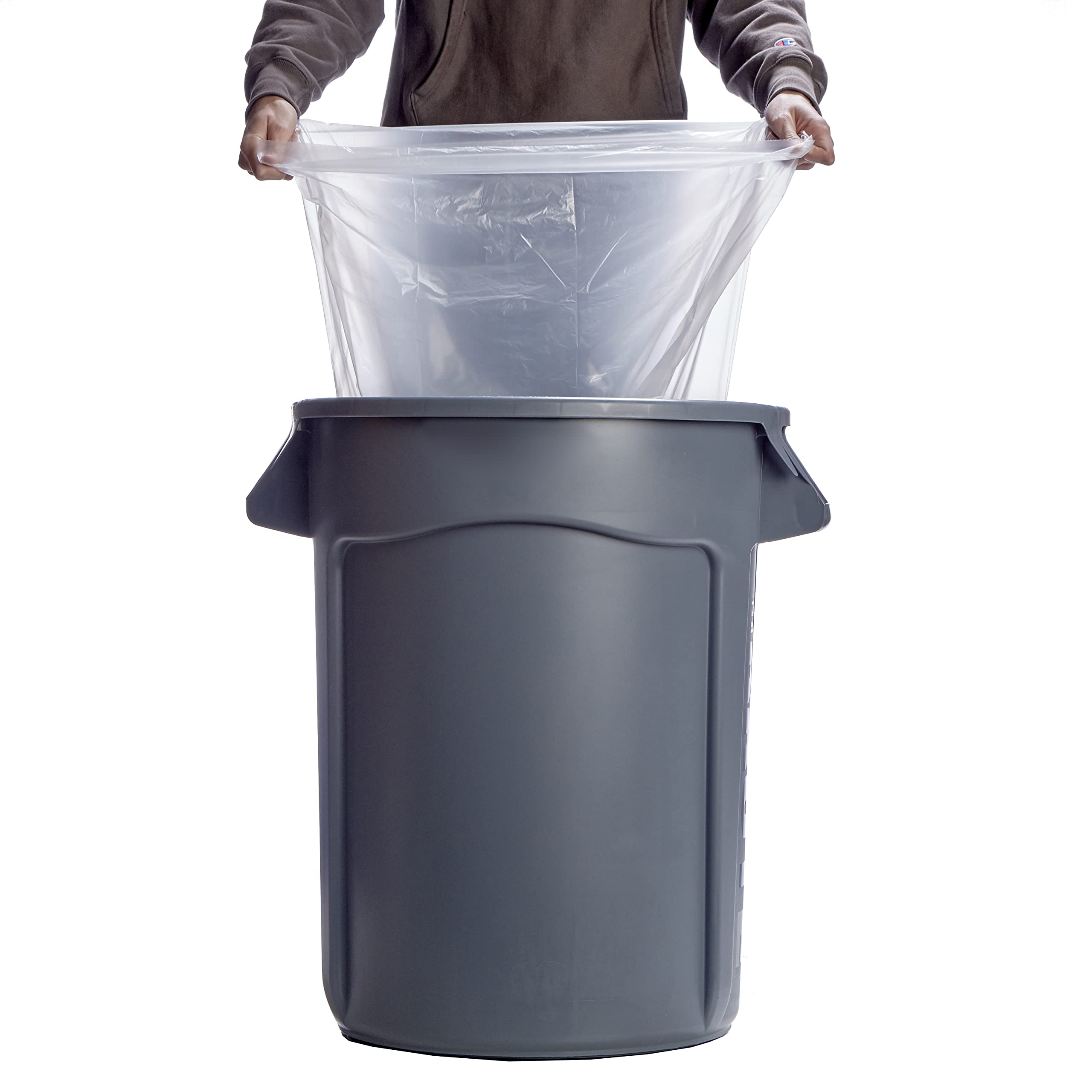 Premium Commercial Trash Can Liners - Leak-Proof Heavy Duty Garbage Bags for Office, Restaurant & Home Use (23 Gallon, 27x45 Inches, 0.75 Mil Thick, Clear, 250 Count Bulk Pack) - Made in USA - Ideal for Large Trash Cans, Commercial Kitchens & High-Traffic Areas