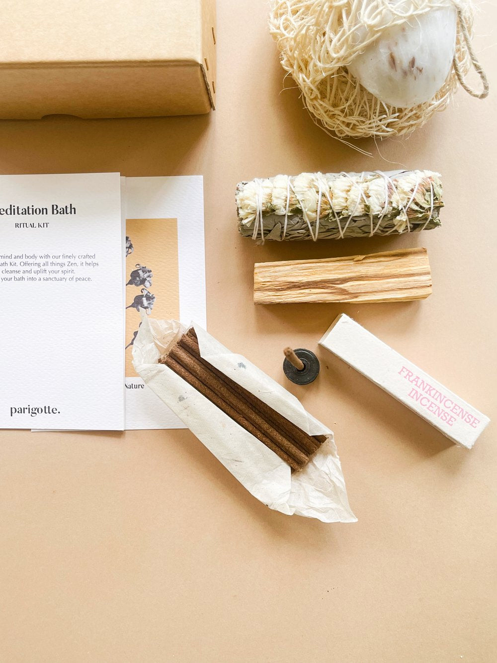 Parigotte Meditation & Bath Ritual Kit - Relaxing Aromatherapy Gift Set for Stress Relief & Self Care | Perfect for Spa Nights, Yoga Sessions & Bedtime Routines