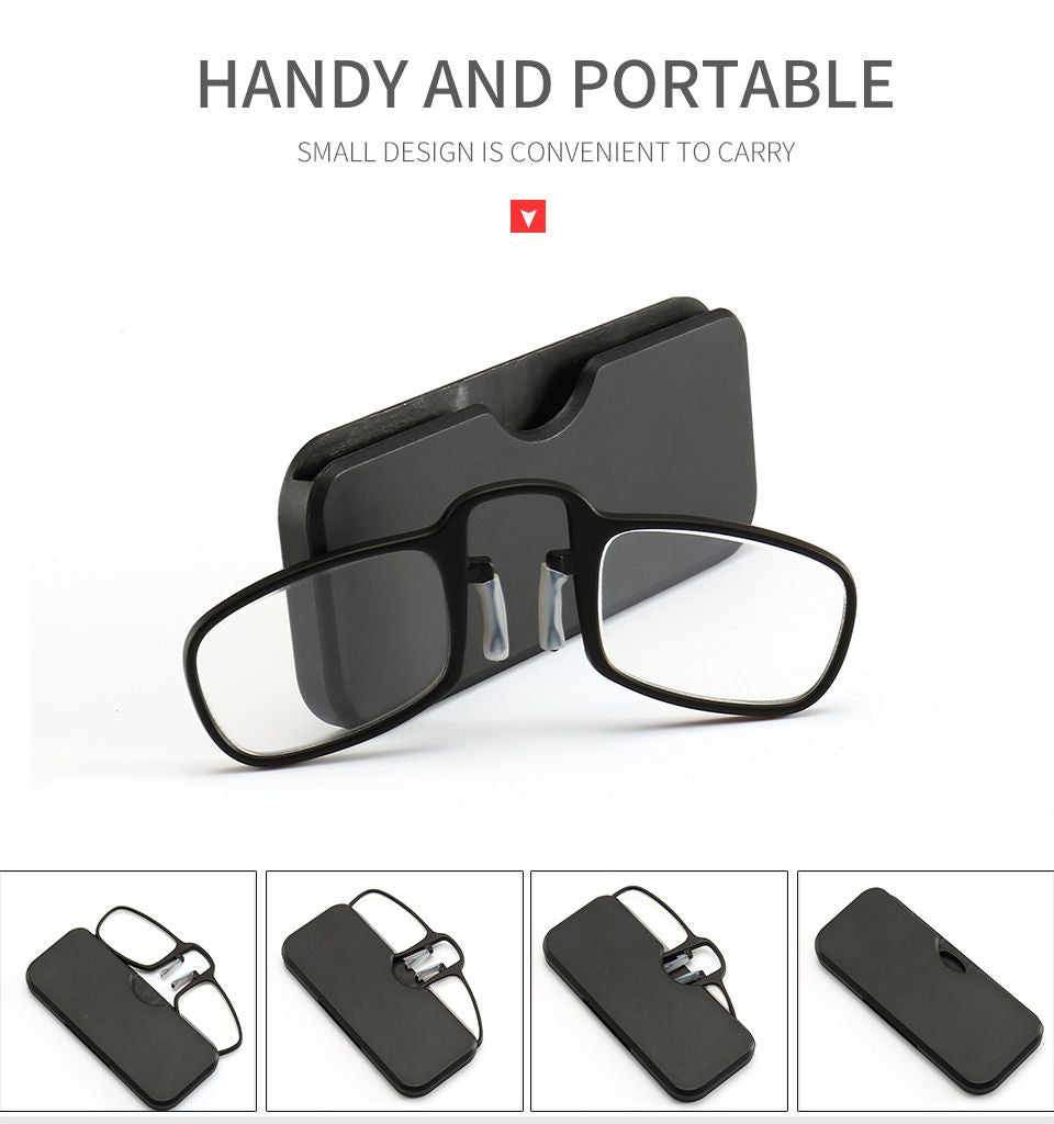 Foldable Portable Reading Glasses with Nose Clip - Lightweight Thin Frame for Men & Women - Perfect for Travel, Office, and Outdoor Reading