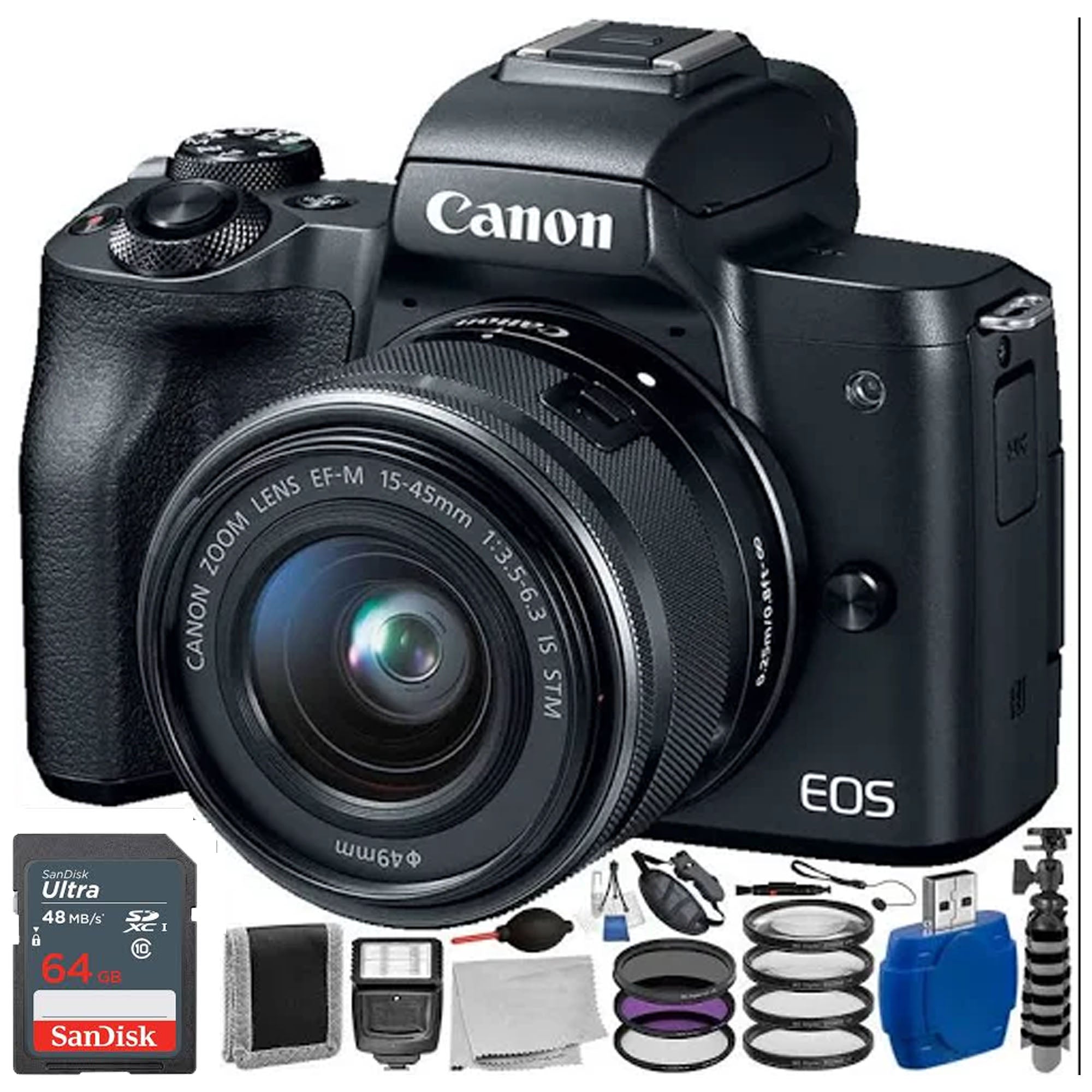 Canon EOS M50 Mirrorless Digital Camera with 15-45mm Lens (Black) - 4K Video, WiFi & Bluetooth - Perfect for Vlogging, Travel & Photography