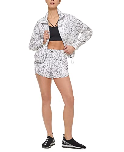 White Sketch Ruched Wind Breaker