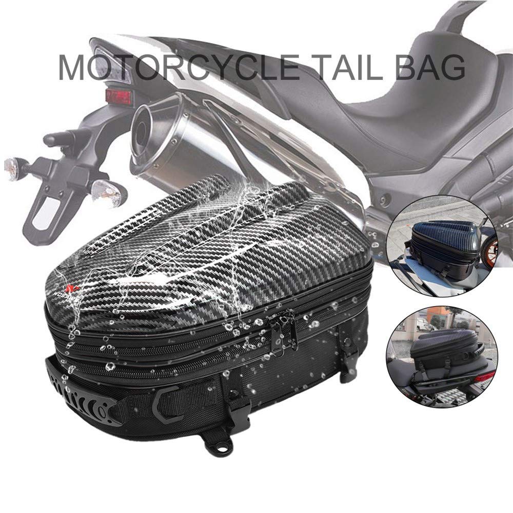 WOSAWE Waterproof Hard Shell Motorcycle Tail Bag - Durable Rear Rack Seat Luggage for Work Commutes & Adventure Riding | Perfect for Daily Use & Long Distance Travel