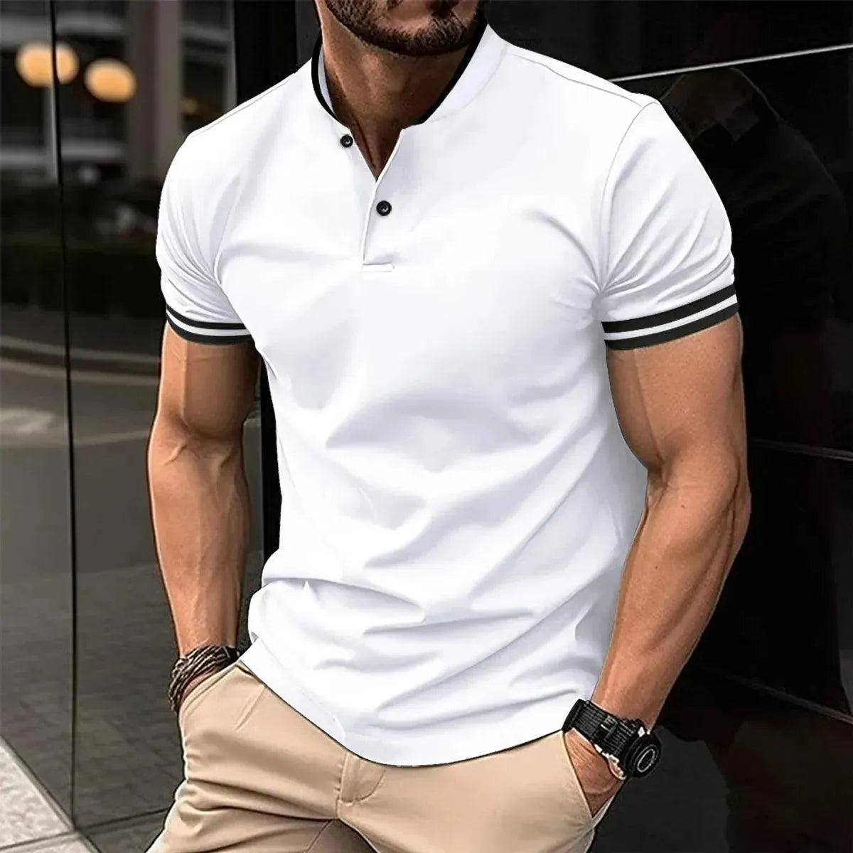 Men's Casual Short Sleeve Polo Shirt - Comfortable Cotton Knit Top for Golf, Work & Everyday Wear