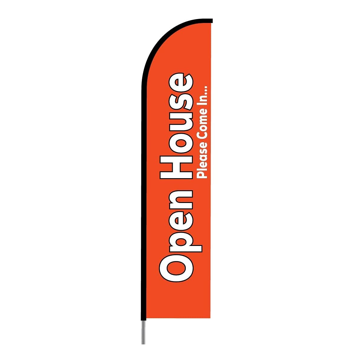 15ft Orange Open House Feather Flag Swooper Banner Pole Kit - Durable Outdoor Real Estate Sign for Business Promotion & Yard Sales - Perfect for Open Houses, Car Dealerships & Store Grand Openings