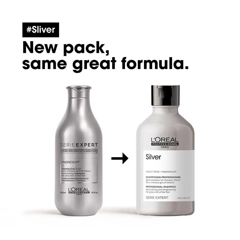 L'Oréal Professionnel Silver Shampoo for Blonde & Gray Hair - Tones & Brightens - Sulfate-Free Purple Shampoo for Color-Treated Hair - Perfect for Salon & Home Use