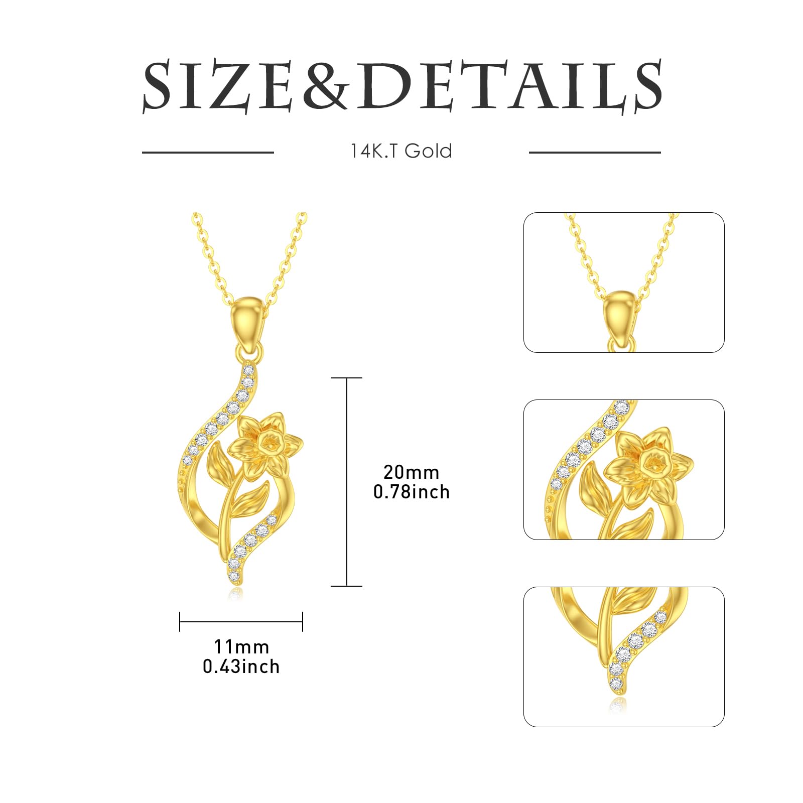 10K/14K Gold Birth Flower Necklace for Women - Dainty Infinity Floral Pendant Jewelry, Personalized Birthday Gift for Wife, Mom, Her (16+1+1 inch) | Perfect for Mother's Day, Anniversary & Special Occasions