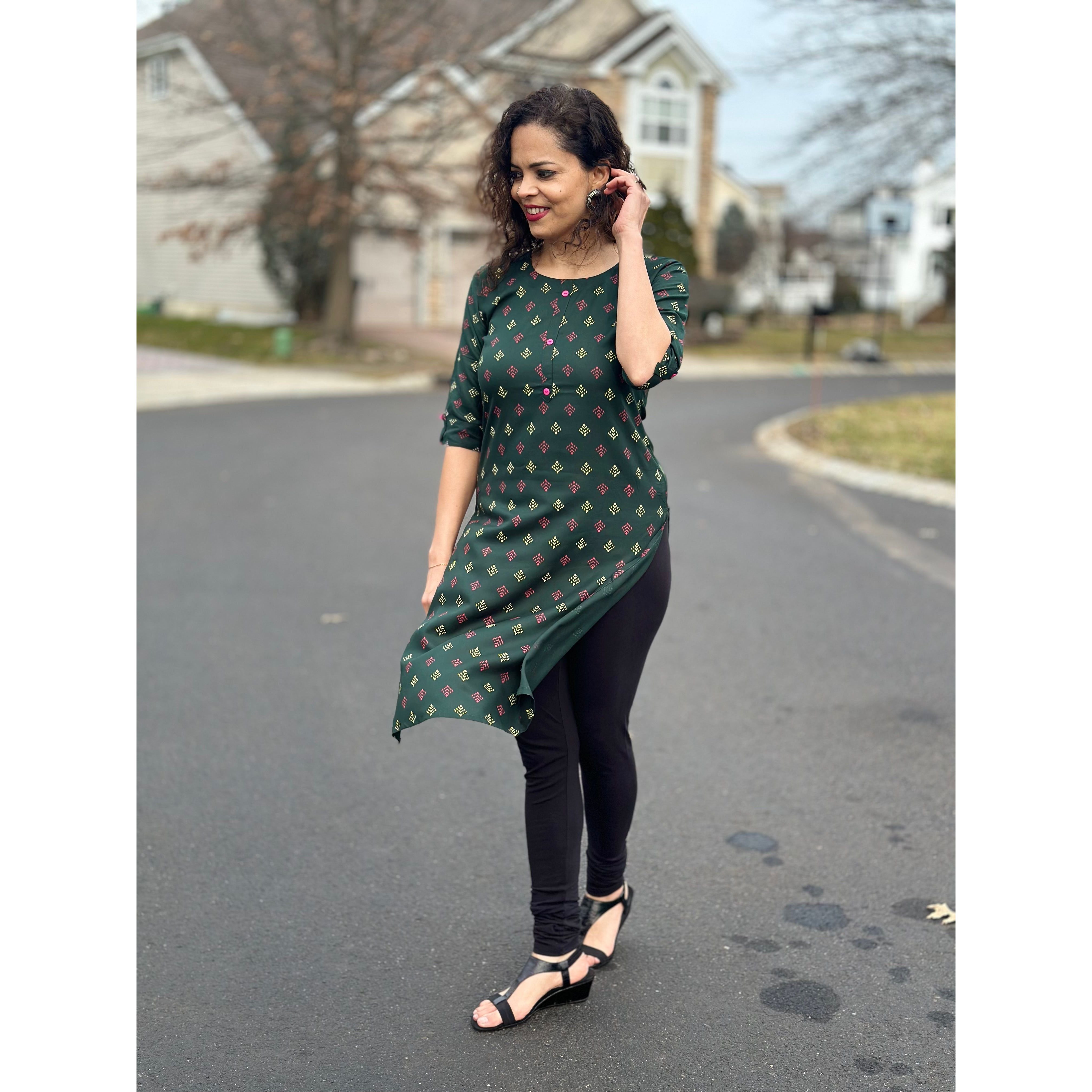 Stylish Green Printed Kurta for Women - Khushboo Collection | Perfect for Festivals, Weddings & Casual Wear
