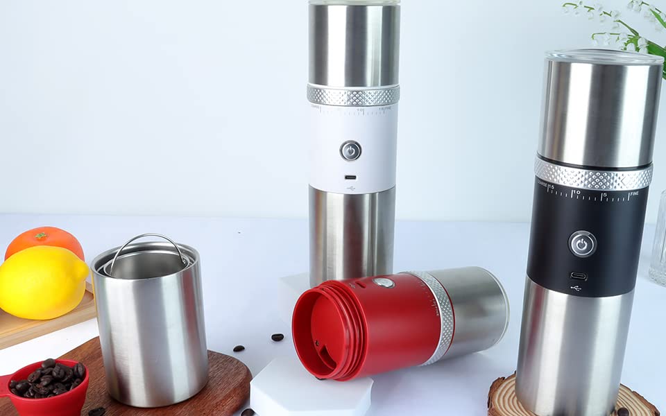 Toycol Electric Burr Coffee Grinder - Portable USB Rechargeable Espresso Bean Grinder with 15 Adjustable Settings, Cordless Travel Coffee Maker for Home, Office & Car Use (Black) | Perfect for Fresh Ground Coffee Anywhere