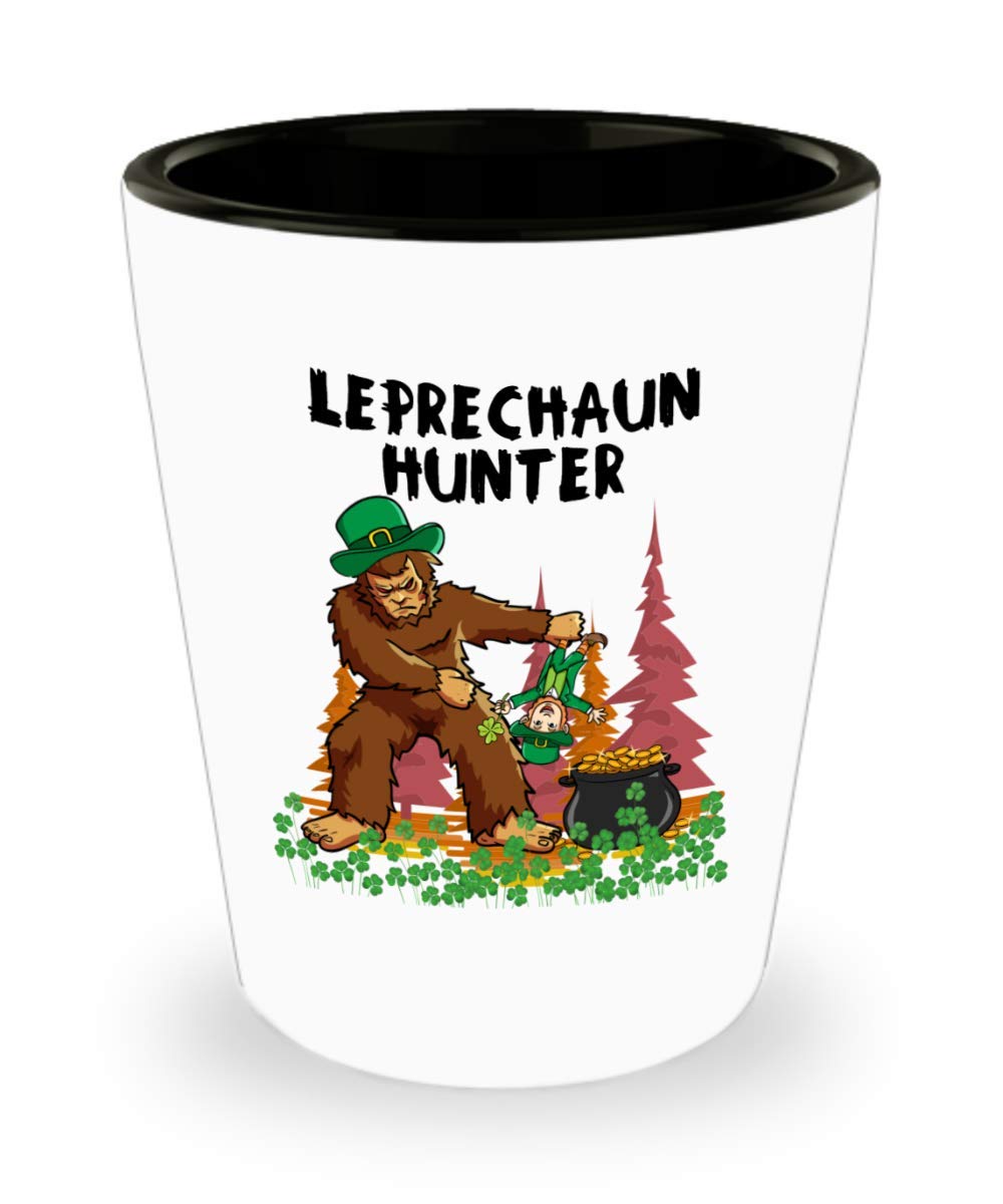 St. Patrick's Day Leprechaun Hunter Bigfoot Lucky Shot Glass - Funny Man Cave Barware Gift for Irish Pub Parties & Bachelor Party Decor