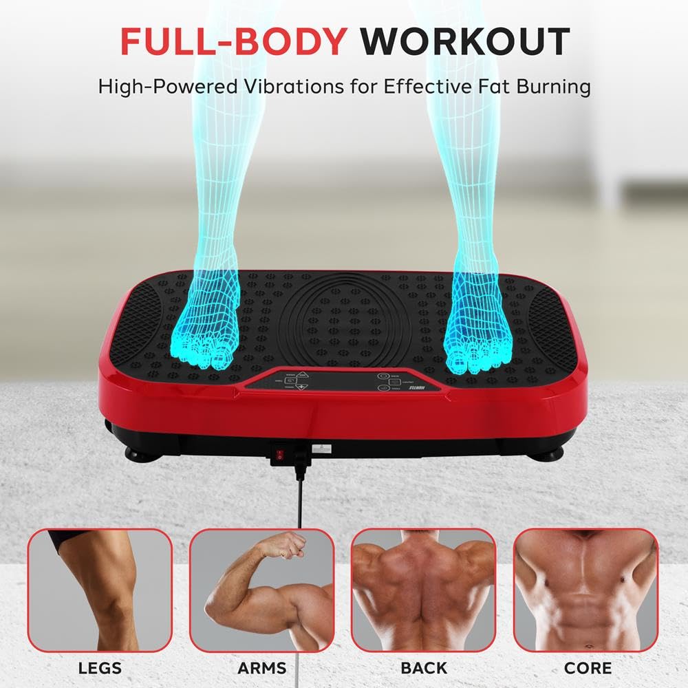 Hurtle Fitness Vibration Platform Machine - Full Body Workout Trainer for Home Gym with Resistance Bands, Adjustable Speed & Remote Control | Portable with Wheels for Easy Storage | Ideal for Weight Loss, Toning & Muscle Recovery