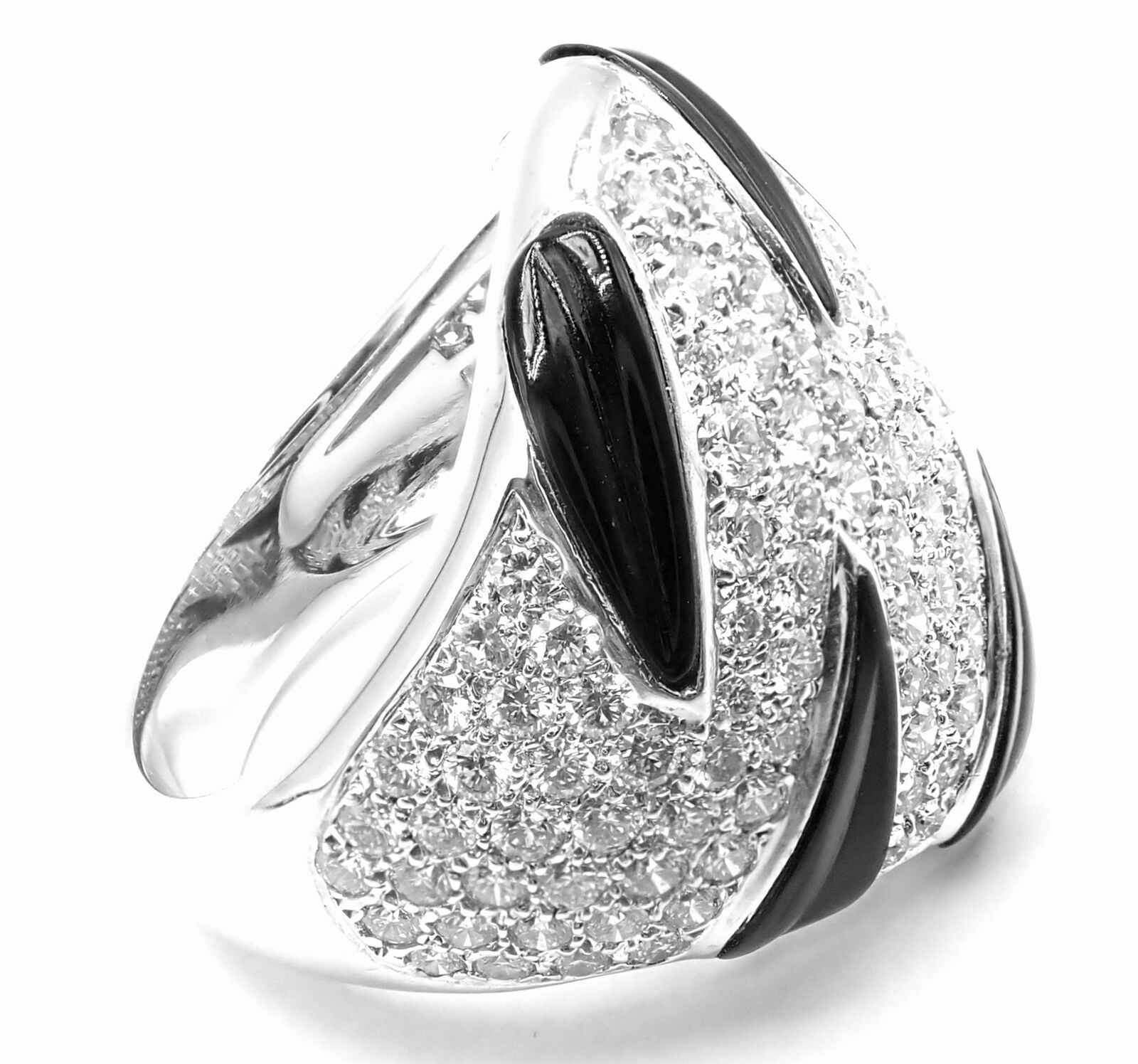 Authentic Cartier Panther Panthere Claw 18k White Gold Diamond Onyx Ring - Size 53 - Luxury Jewelry for Women, Perfect for Weddings, Anniversaries & Special Occasions