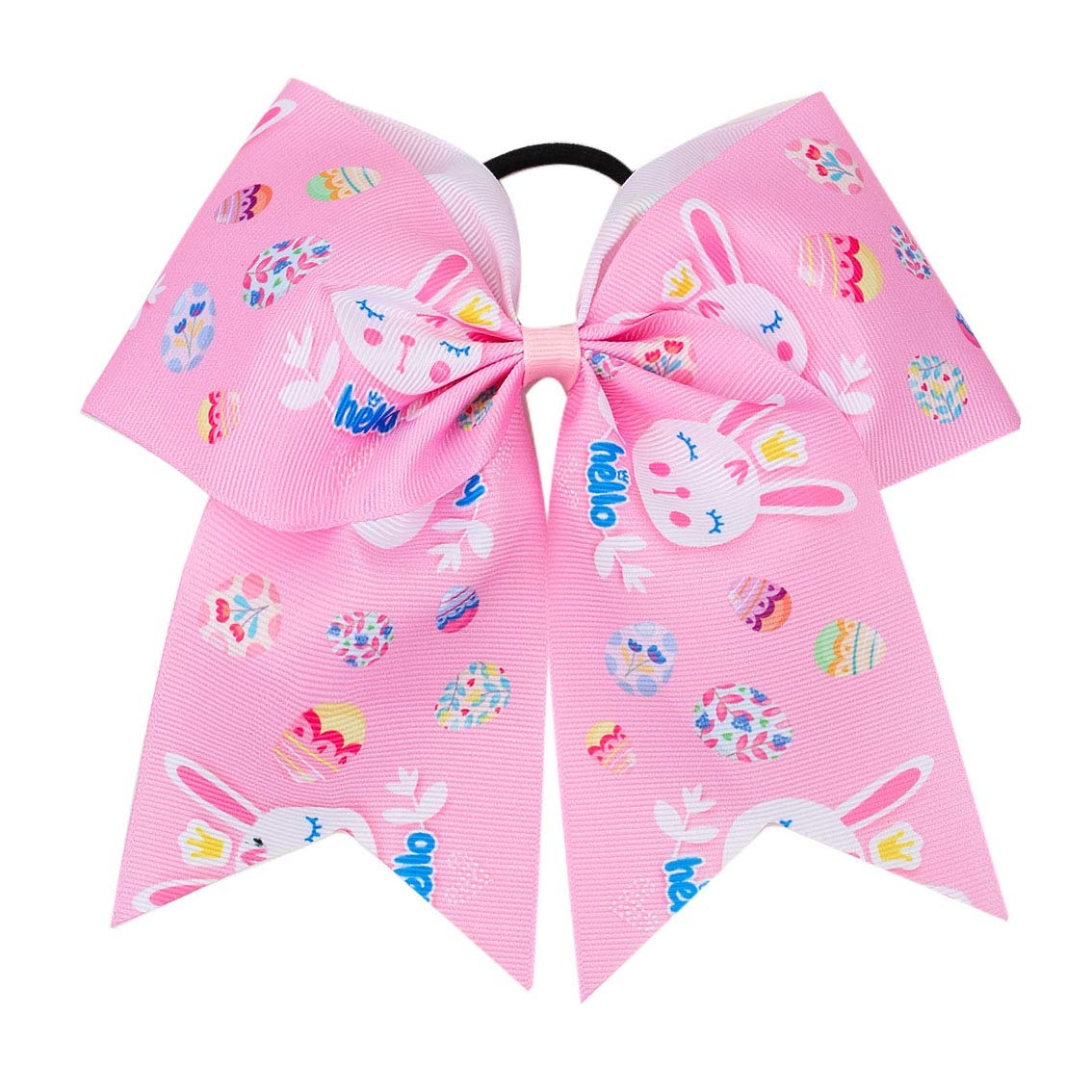 Easter Cheerleader Hair Bows for Girls - Cheer Bow Ponytail Holders & Hair Ties - Perfect for Easter, Cheerleading, Dance Competitions & School Spirit Events (Style JHE41-B)