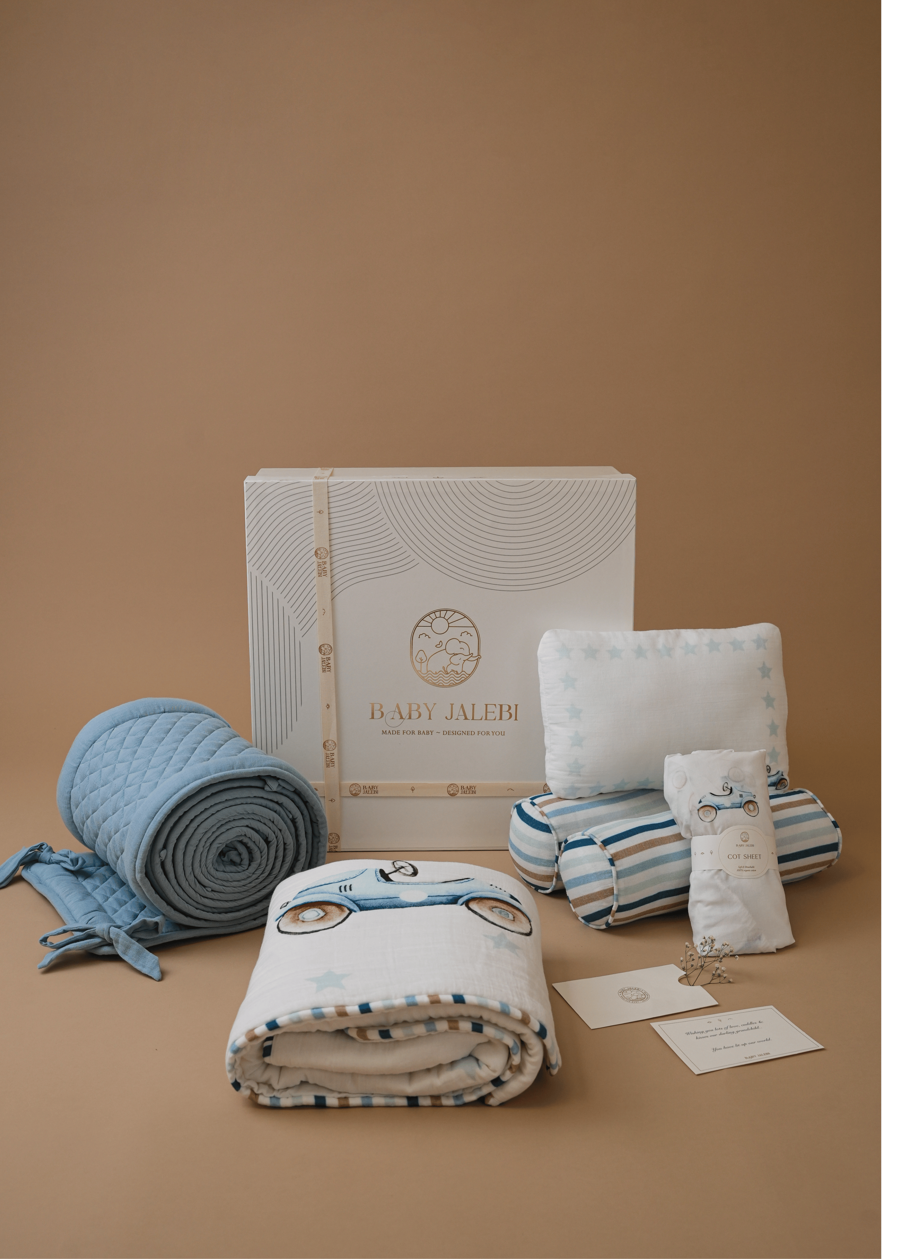 Roadster Complete Baby Cot Bedding Set with Soft Bumper - Premium Nursery Bedding for Newborns & Toddlers | Perfect for Cribs, Daycare & Nursery Decor