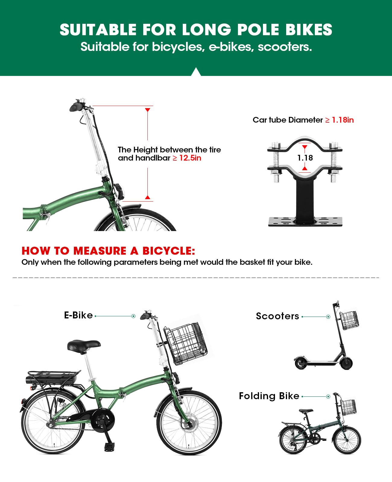ANZOME Folding Bike Basket - Waterproof Metal Front Basket with Holder for Electric Bicycles - Perfect for Commuting & Shopping