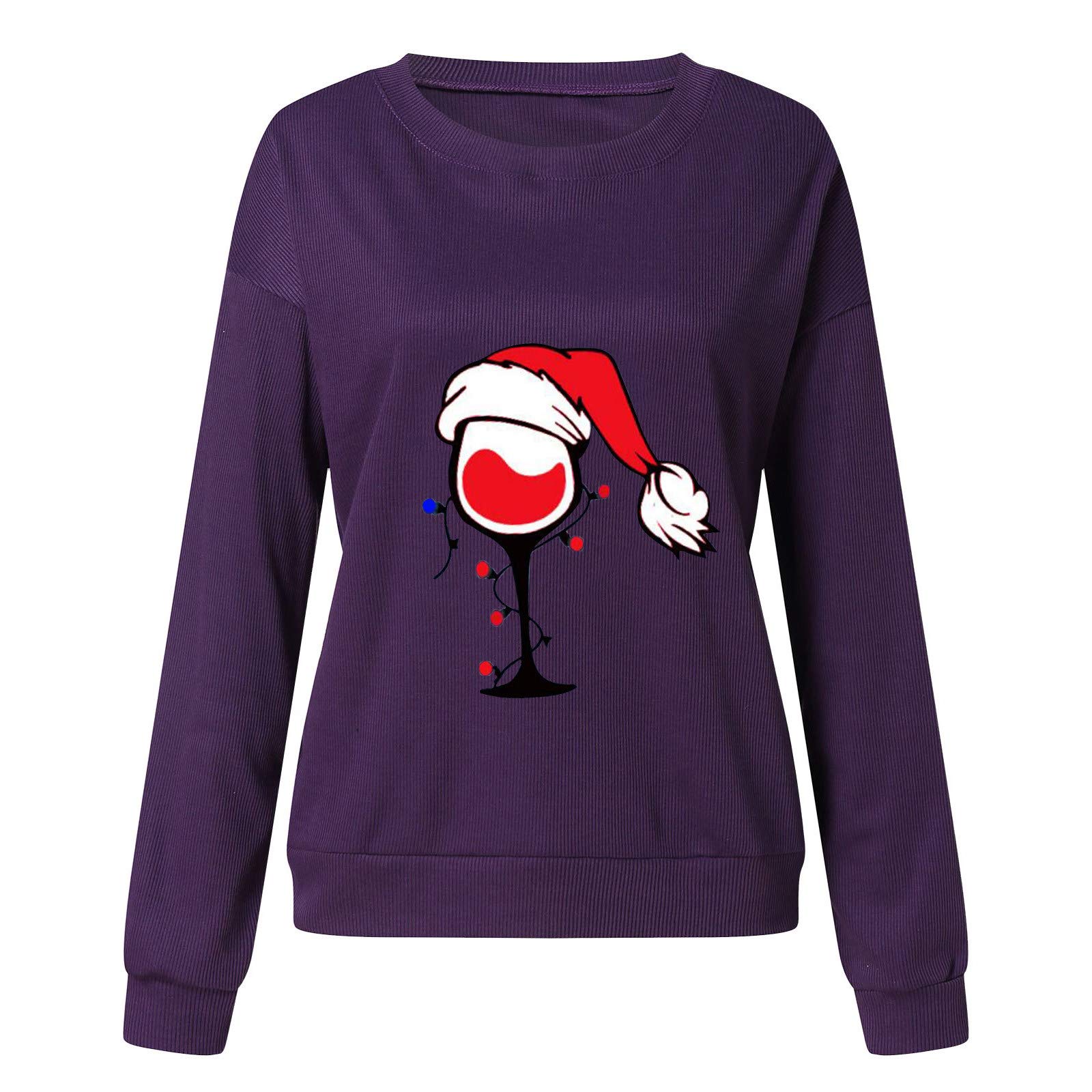 Women's Long Sleeve Pullover Sweatshirt - Cozy Christmas Casual Fitted Top in White | Perfect for Holiday Parties, Winter Outfits & Casual Wear