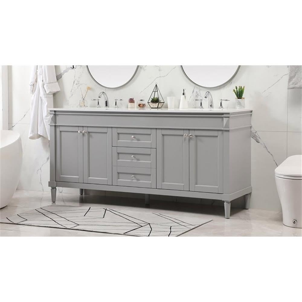 72 Inch Modern Double Bathroom Vanity with Under Sink Storage - Elegant Grey Bathroom Organizer Cabinet for Stylish Home Decor | Perfect for Small Bathrooms & Space-Saving Solutions