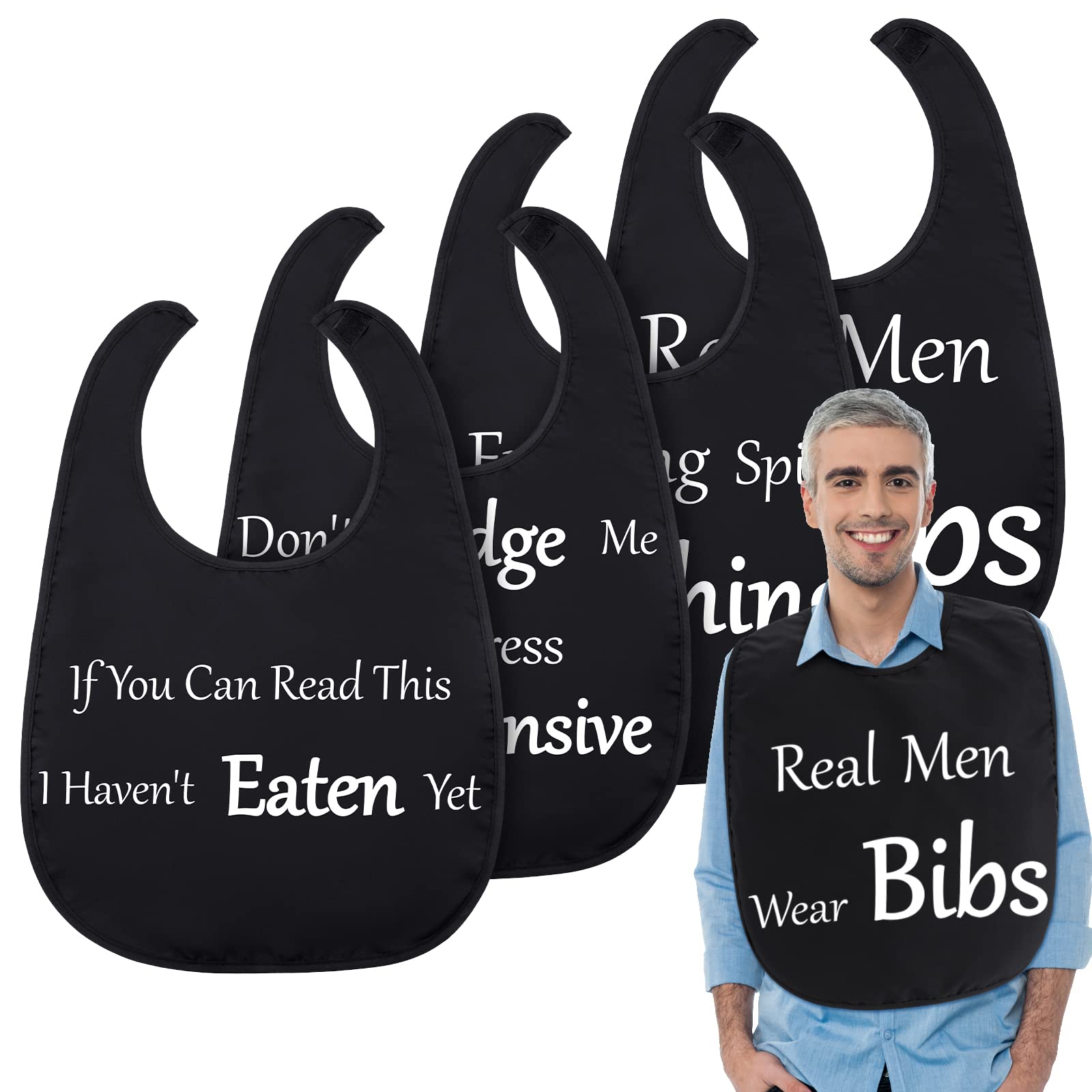 4 Pack Funny Large Adult Bibs - Washable & Waterproof Dining Clothing Protectors for Women & Men - Perfect for Eating, Feeding, and Messy Meals at Home or Restaurants
