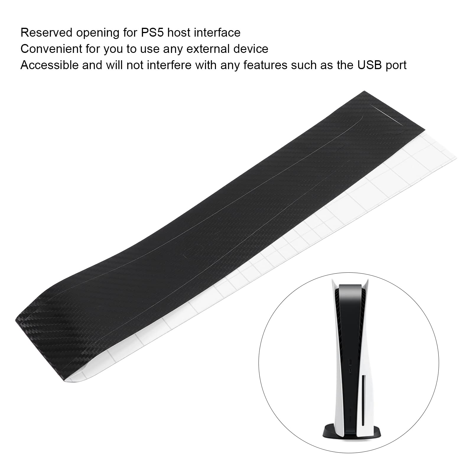 PS5 Console Middle Skin - Scratch-Resistant Carbon Fiber Cover for PS5 Digital Edition - Gaming Accessory for Enhanced Protection & Style (Black) - Perfect for Gaming Setups & Display