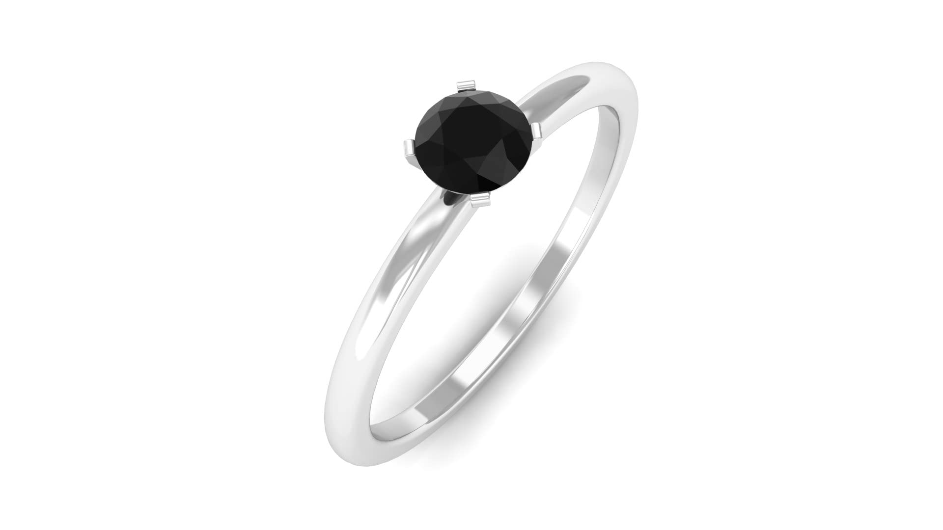0.25 CT Black Diamond Solitaire Ring for Women - 14K Solid Gold April Birthstone Ring | Elegant Jewelry for Weddings, Anniversaries & Special Occasions