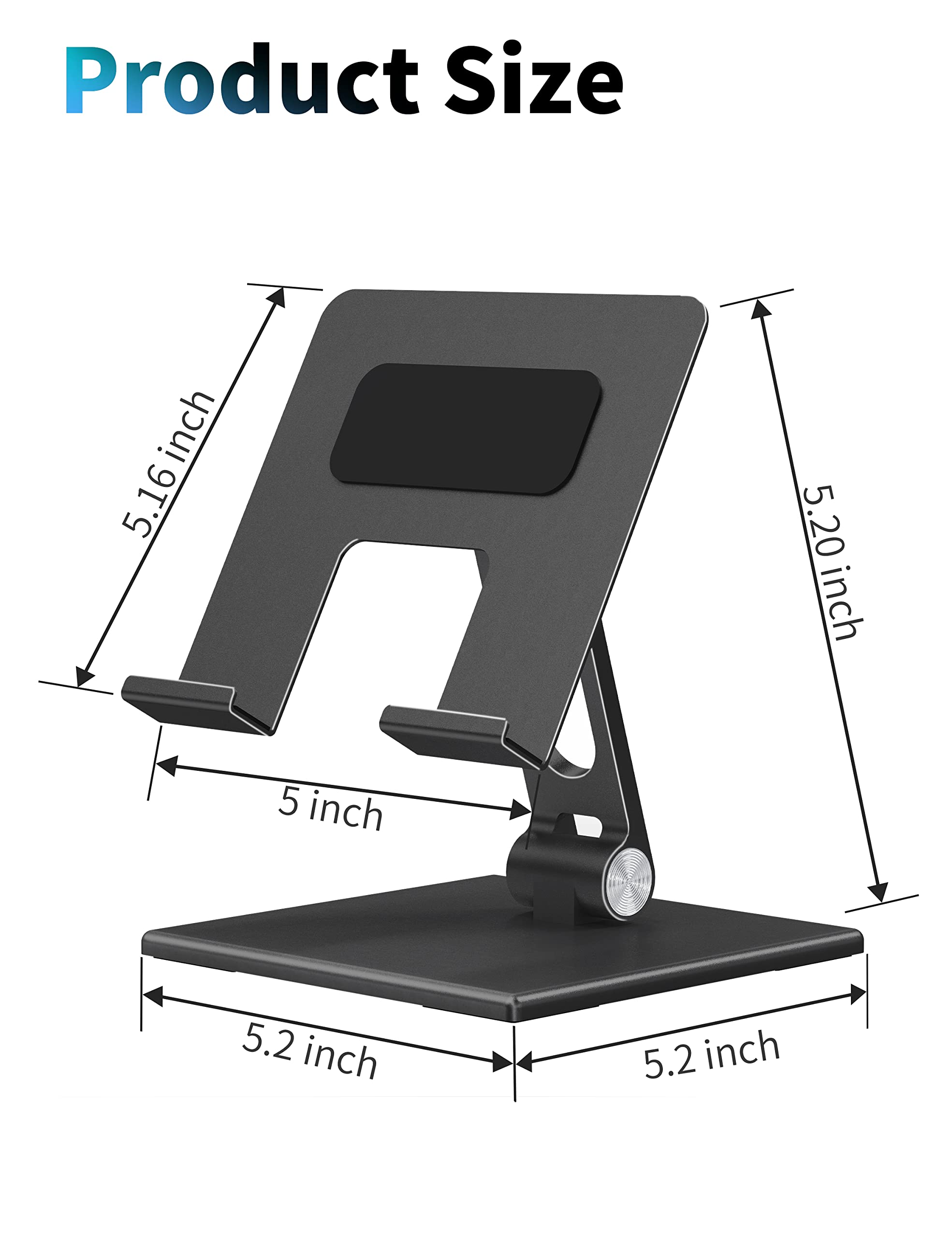 ALASHI Heavy Duty Tablet Stand for Desk - Adjustable & Foldable Metal Holder for 4-13.3 Inch Tablets - Stable Base for iPad, Samsung, Kindle - Perfect for Office, Home & Travel Use