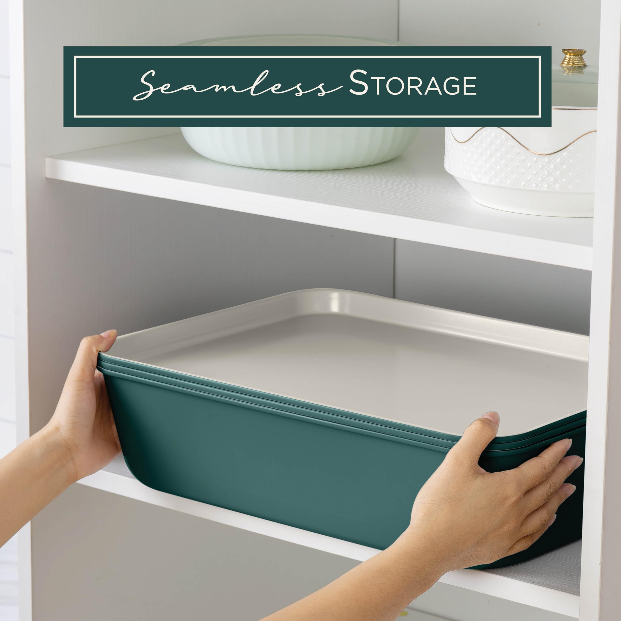 Nonstick Stackable Bakeware Set - 13-Piece Durable & Easy Release Country Kitchen Baking Set in Sage Green | Perfect for Cakes, Cookies, Bread & Holiday Baking