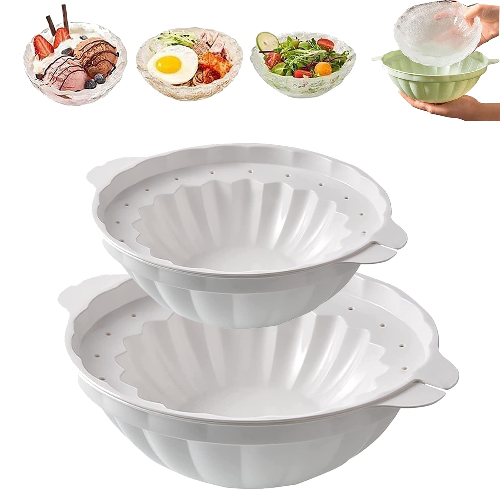 Large Round Ice Bowl Maker Mold - Quick Freezing Plastic Container for DIY 3D Crystal Ice Cubes, Ice Cream & Dessert Bowls | Perfect for Fruit Salads, Party Drinks & Summer Entertaining