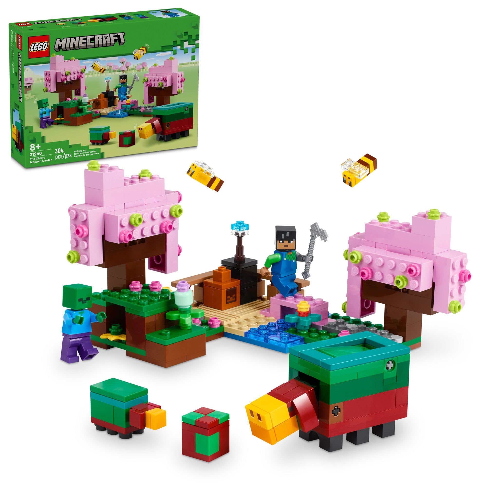 LEGO Minecraft The Cherry Blossom Garden Building Set - 21260 Pieces with 2 Minifigures, Bees & Sniffer Figure | Creative STEM Toy for Kids Ages 8+ | Perfect for Minecraft Fans, Birthday Gifts & Interactive Playtime
