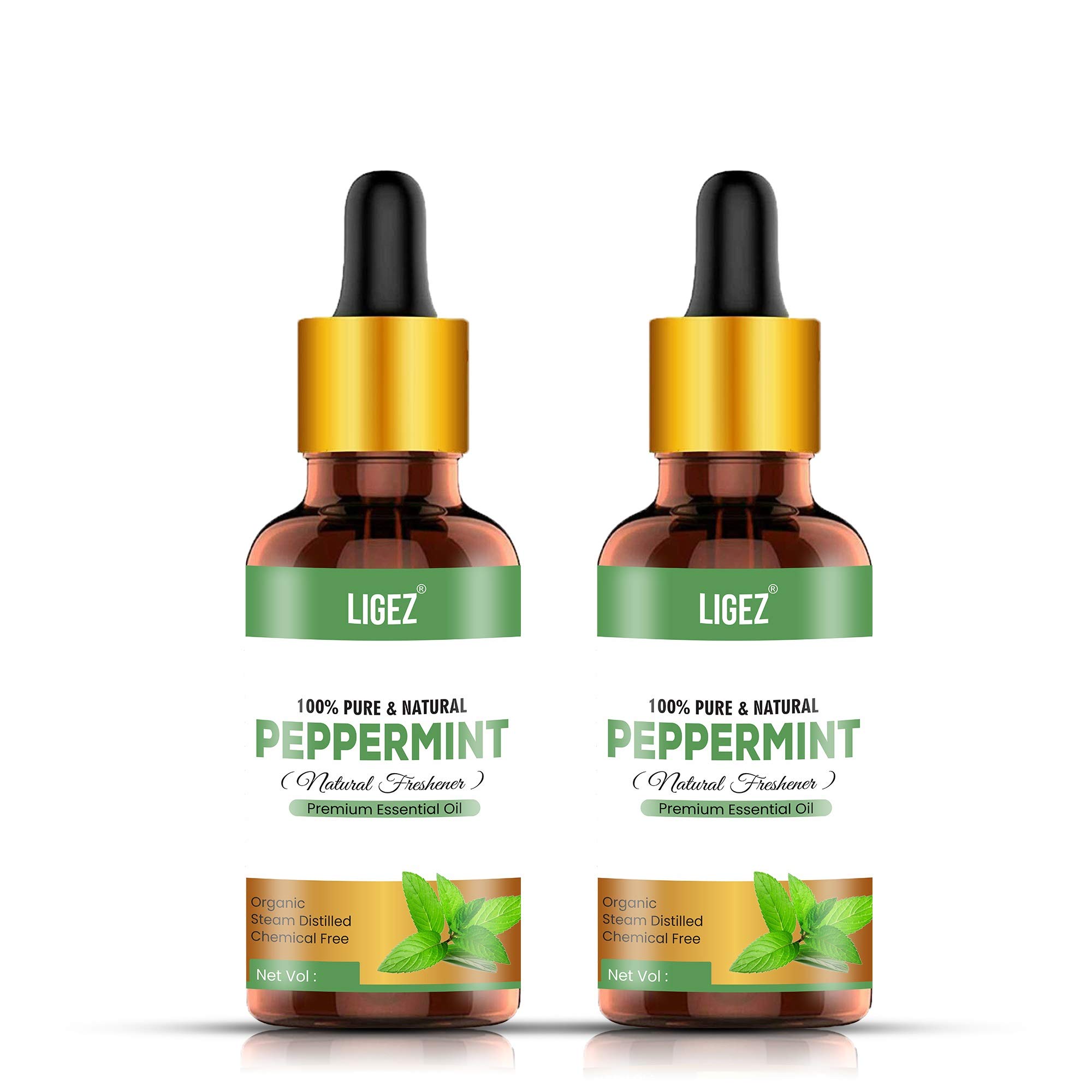 100% Pure Natural Peppermint Essential Oil for Hair, Skin, Face Care - Relieves Cold & Congestion - Aromatherapy Diffuser Oil (2-Pack, 10ml Each) - Perfect for Home Spa, Massage & Stress Relief