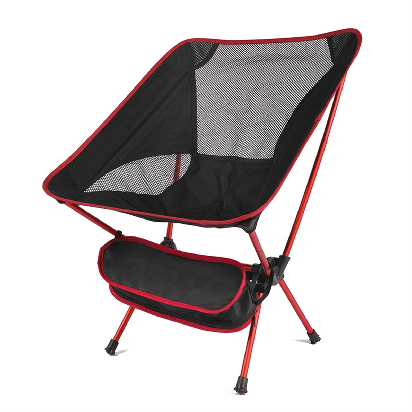 Ultralight Portable Folding Camping Chair - Adjustable Height Outdoor Chair for Camping, Fishing, Picnic, Beach & BBQ | Compact Design with Carry Bag | Perfect for Backyard, Tailgating & Festivals (Red)
