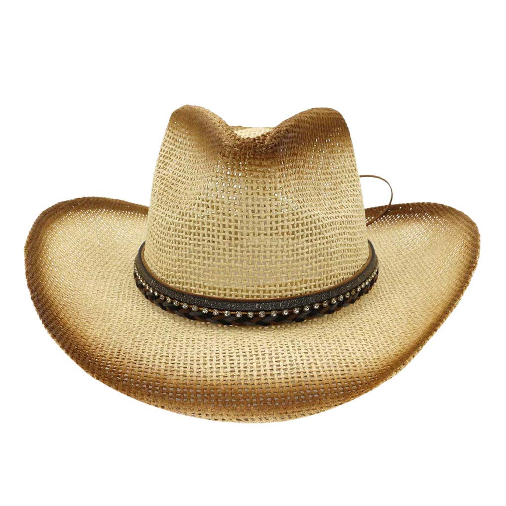 Shapeable Brim Gradient Color Cowboy Hat for Women & Men - Western Cowgirl Cowboy Hat for Rodeo, Music Festivals & Outdoor Adventures