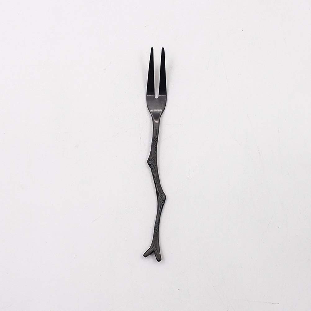 Cabilock 3-Piece Stainless Steel Flatware Set - Steak Forks, Espresso Spoons & Serving Forks - Elegant Antique Black Silverware for Dining, Coffee & Fruit Serving - Perfect for Restaurants, Dinner Parties & Home Entertaining