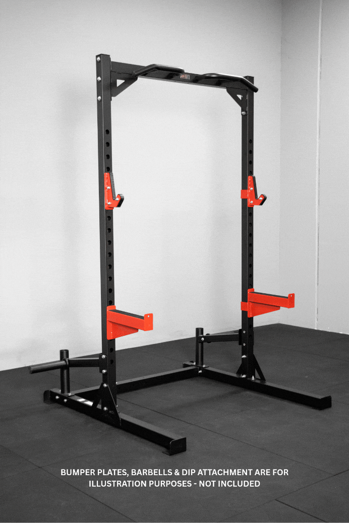 Body Iron Studio HR500 Half Rack Power Cage - Heavy Duty Home Gym Equipment for Weightlifting & Strength Training - Perfect for Small Spaces & Home Workouts