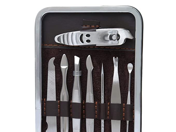 12 in 1 Professional Manicure Pedicure Kit - Stainless Steel Nail Clippers, Scissors & 12 Essential Grooming Tools with Leather Case - Perfect for Home, Salon & Travel Nail Care