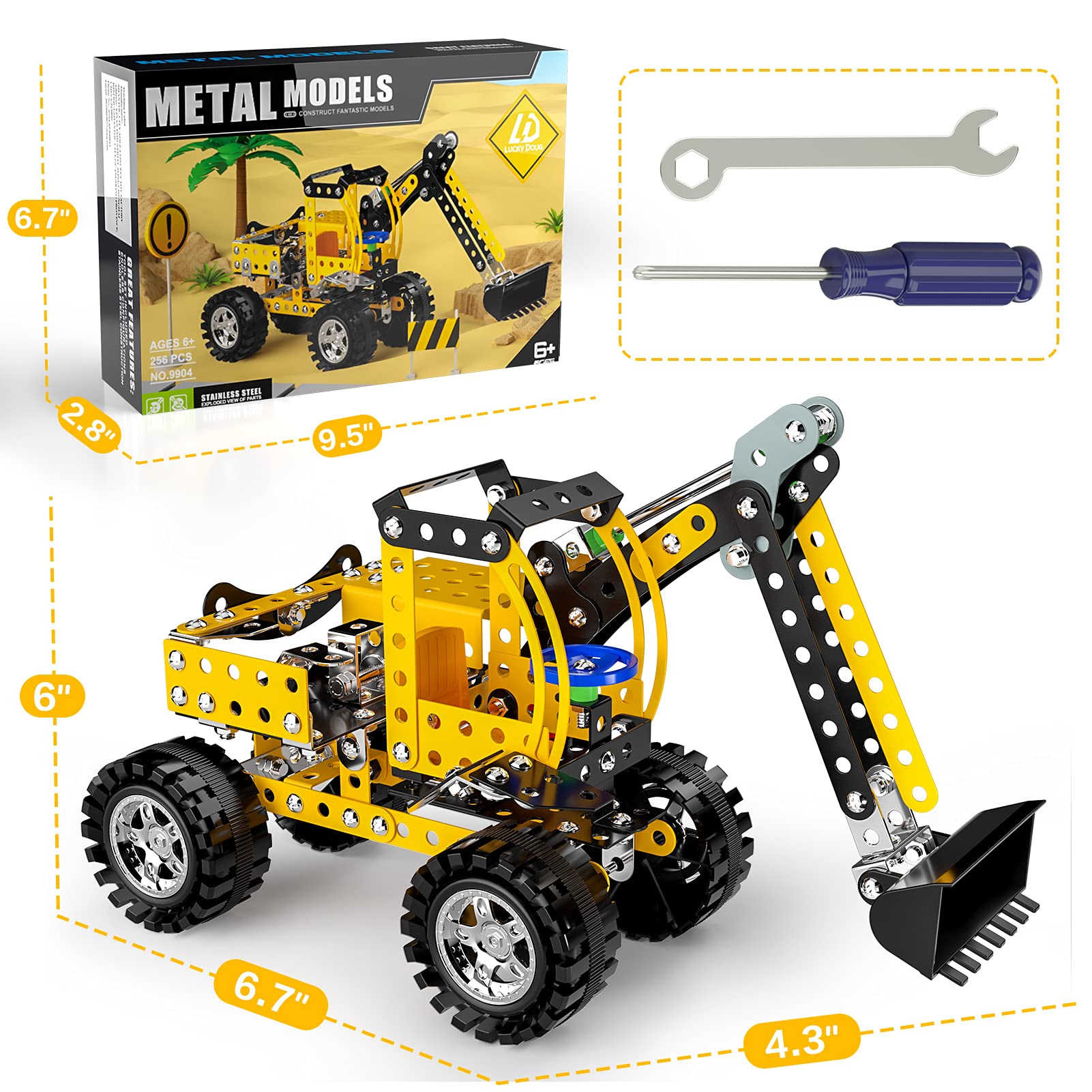 Lucky Doug STEM Building Toys for Kids Ages 8-12 - Metal Construction Model Kit with DIY Building Blocks | Educational Engineering Toys for Boys & Girls | Perfect for School Projects, Birthday Gifts & Creative Play