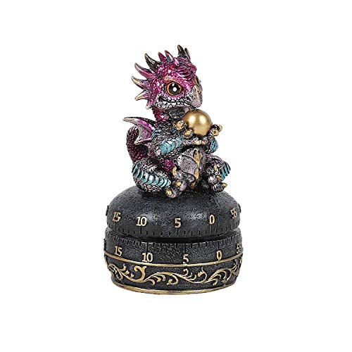 Fantasy Guardian Purple Dragon with Egg - Mechanical Kitchen Timer & Decorative Figurine Statue | Perfect for Baking, Cooking, and Fantasy-Themed Home Decor
