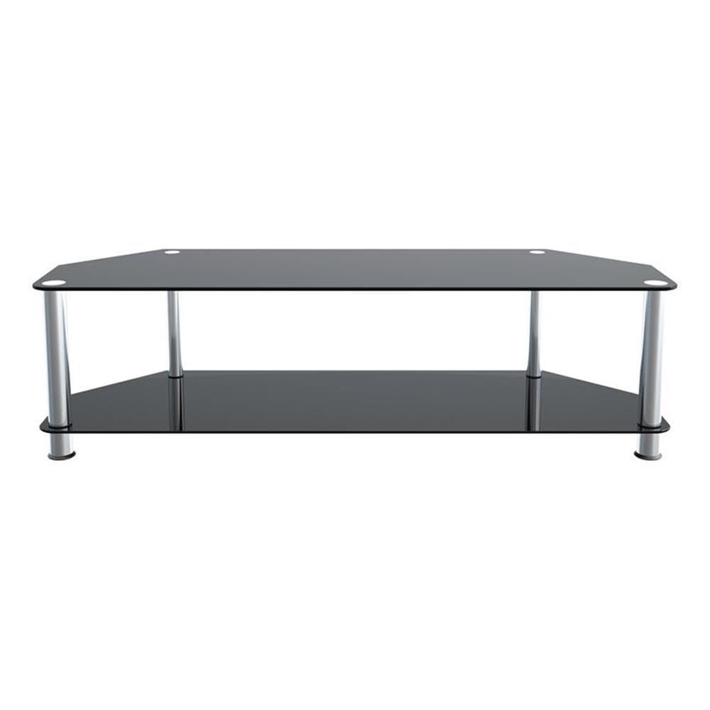 AVF Modern Steel and Glass TV Stand for 65 Inch Flat Screen TVs - Black Chrome Finish - Perfect for Living Room, Bedroom, or Home Theater Setup