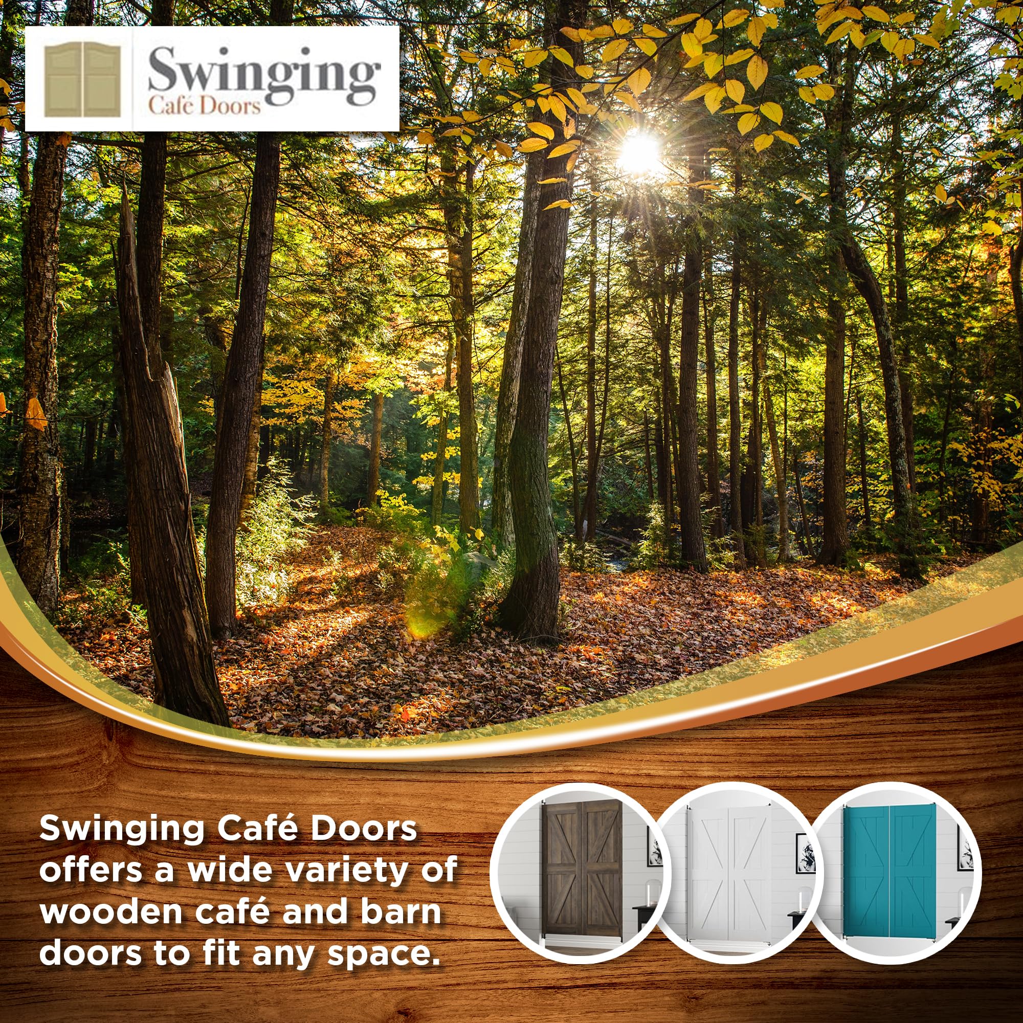 Swinging Cafe Doors Primed Barn Doors - 3/4