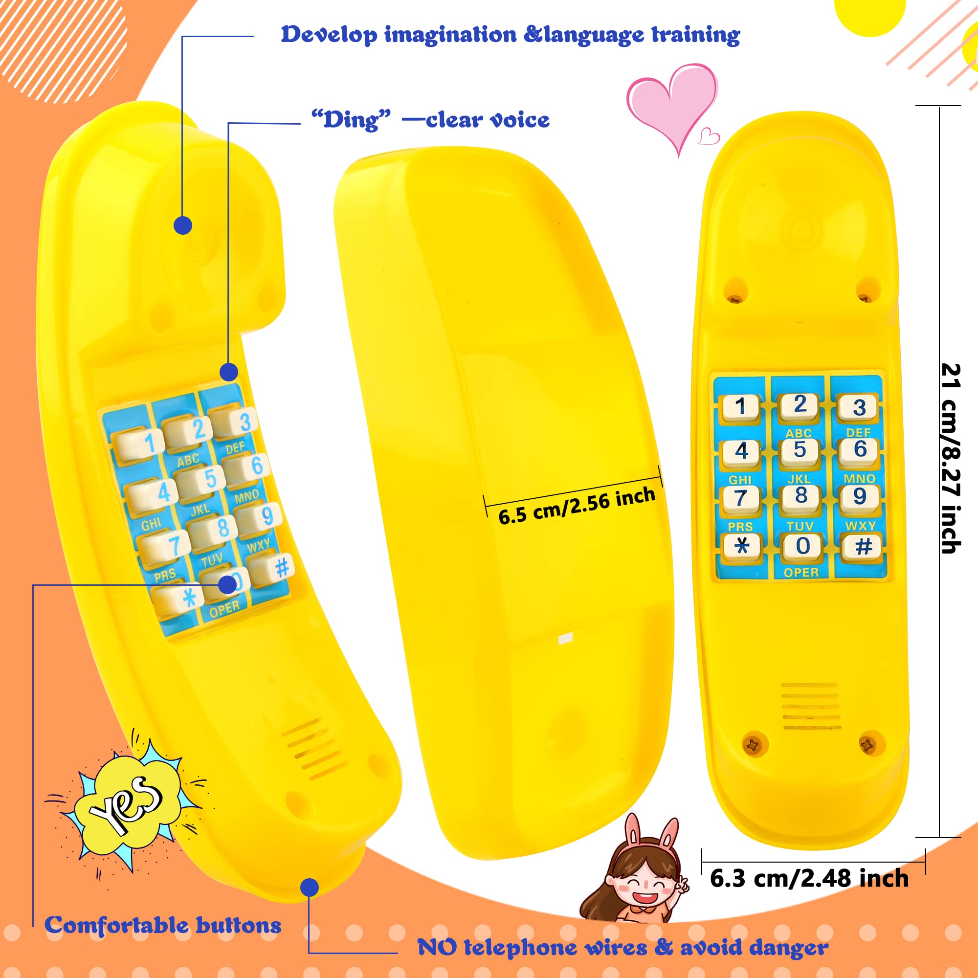 2 Pack Outdoor Swing Set Pretend Play Telephones for Kids - Plastic Toy Phones with Numeric Keypad - Fun Playground & Treehouse Accessories (Yellow, Green) - Perfect for Backyard, Park & Playground Pretend Play