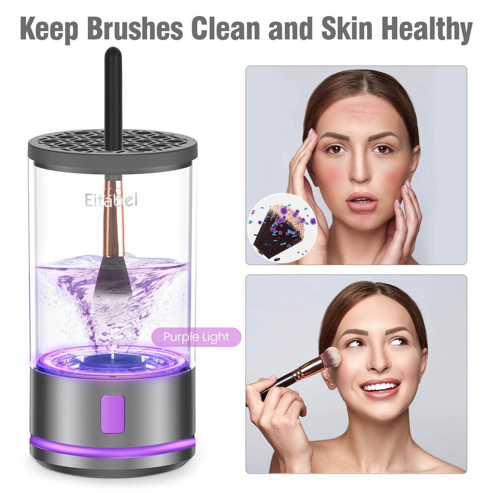 2 in 1 Electric Makeup Brush Cleaner Machine - Automatic Spinning Brush & Sponge Washer for All Sizes | Perfect for Home Salon, Professional Makeup Artists & Beauty Enthusiasts
