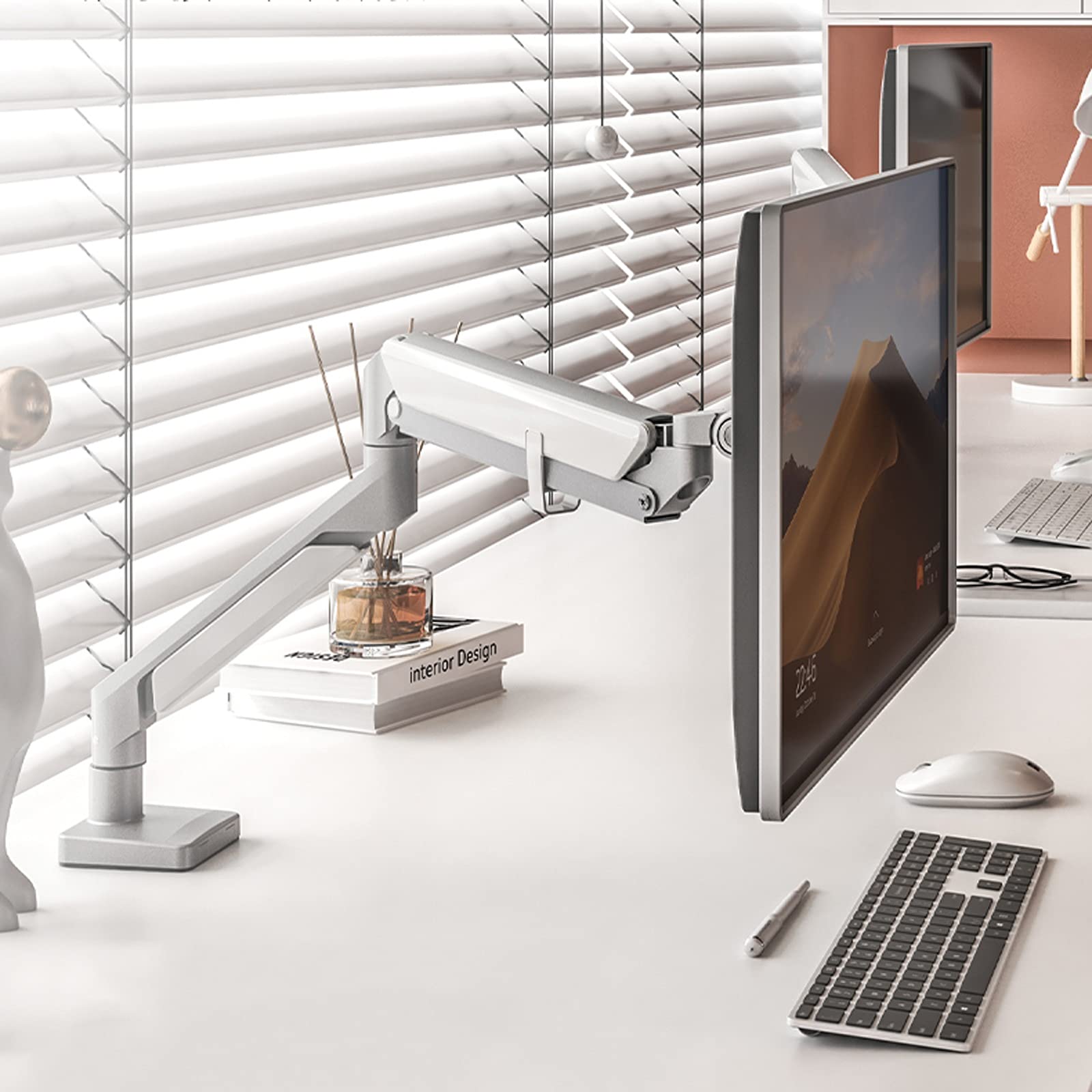 Adjustable Dual Monitor Stand for 17-32 Inch Screens - Ergonomic Swing Arm Desk Mount with USB Hub, C-Clamp & Grommet Base - 360° Swivel & Tilt for Home Office, Gaming & Workspace Setup