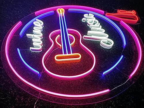 20x20 Inch Vivid LED Neon Sign - Classic Guitar Wine Beer Wall Decor Light for Home Bar, Cafe & Man Cave | Super Bright Custom Neon Lamp 20CGW318