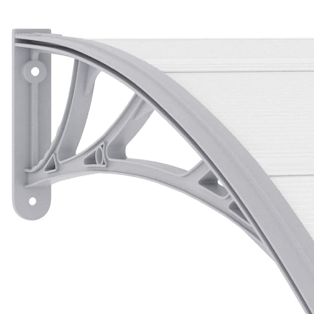 CHARMMA Gray & Transparent Polycarbonate Door Canopy 118.1x31.5 Inches (300x80 cm) - Weatherproof Outdoor Awning for Patio, Porch & Entryway Protection