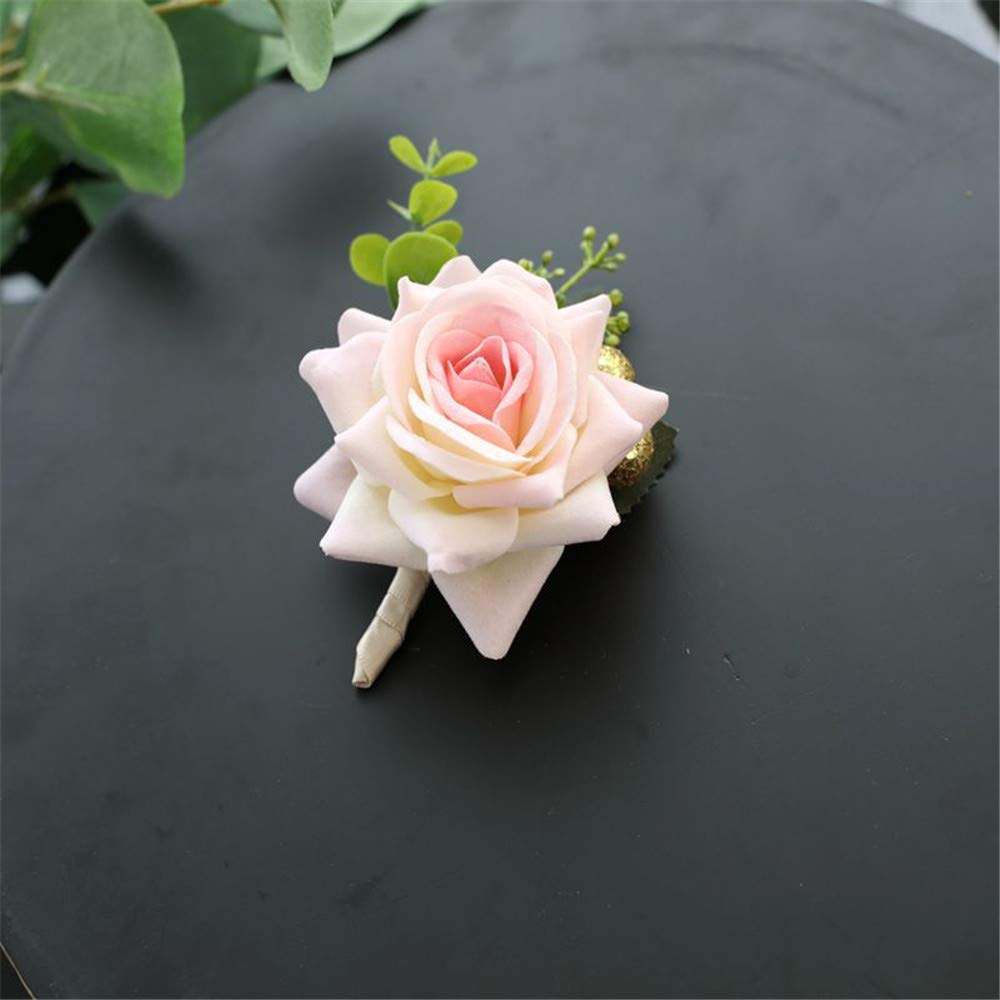 MOUN Silk Rose Boutonniere - Artificial Wedding Flower Brooch for Men | Groom & Groomsmen Boutonniere | Prom Party Suit Decoration (Pink, 1 Pack) | Perfect for Weddings, Proms & Formal Events