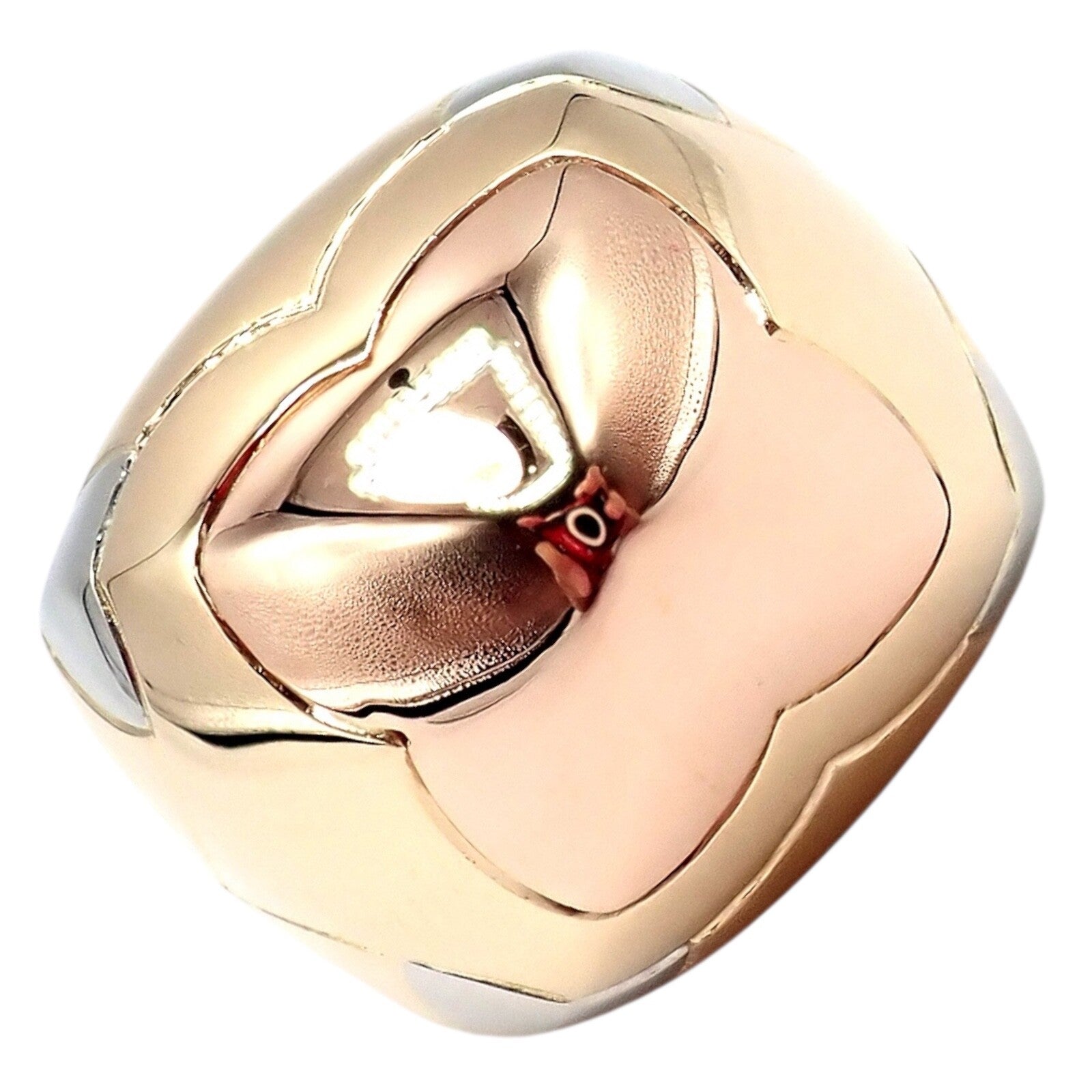Authentic Bvlgari 18k Yellow White Rose Gold Tricolor Pyramid Ring - Size 6 | Luxury Statement Jewelry for Weddings, Parties & Special Occasions