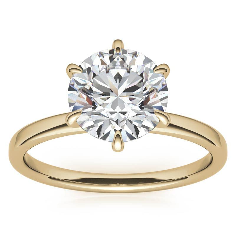10K/14K/18K Solid Yellow Gold Moissanite Engagement Ring - 3 CT Round Cut Handmade Diamond Solitaire Ring for Women - Hidden Halo Wedding Band Set - Perfect for Proposals, Anniversaries & Special Occasions (MDENR748)
