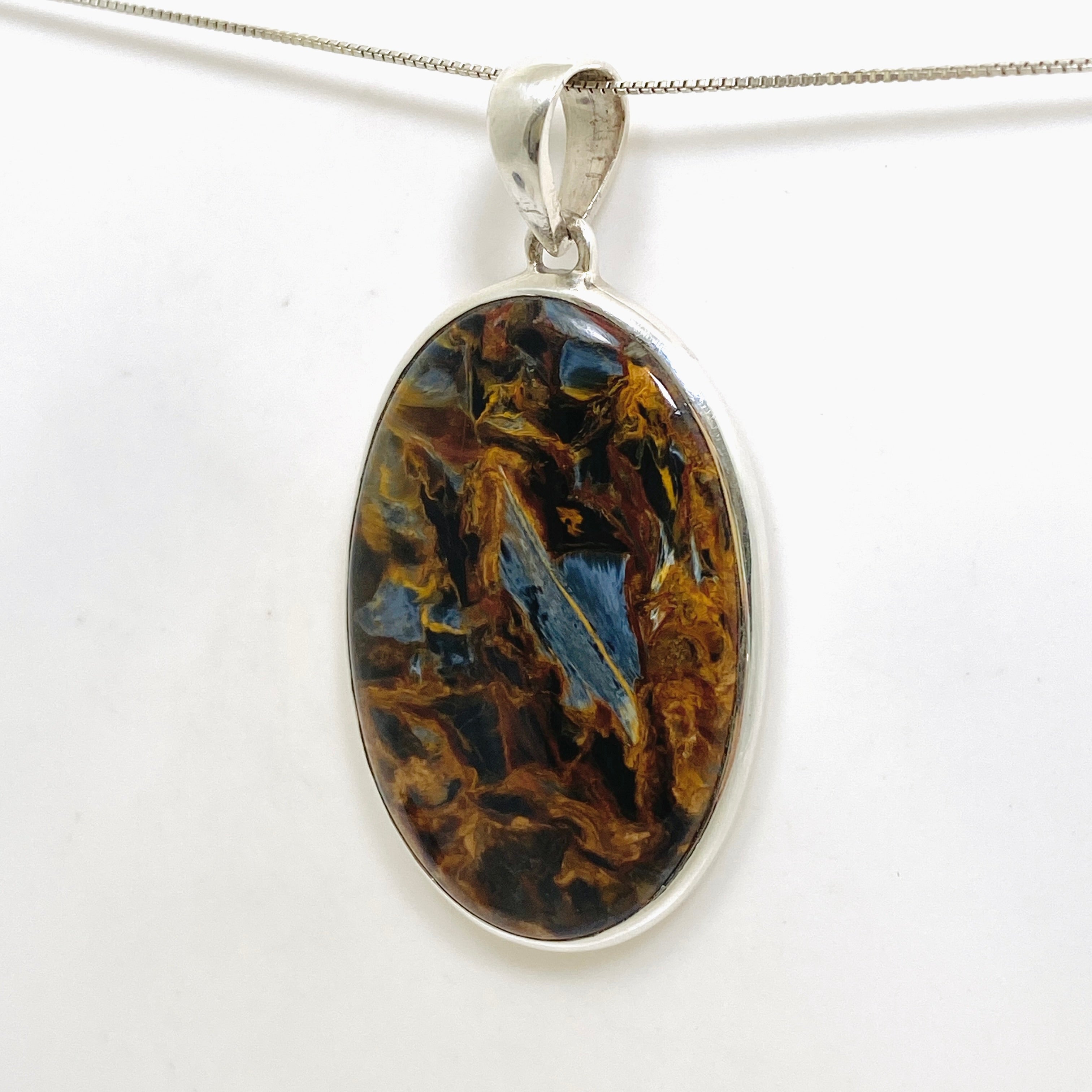 Natural Pietersite Oval Cabochon Pendant - Premium Gemstone Jewelry for Women - Elegant Necklace for Everyday Wear & Special Occasions