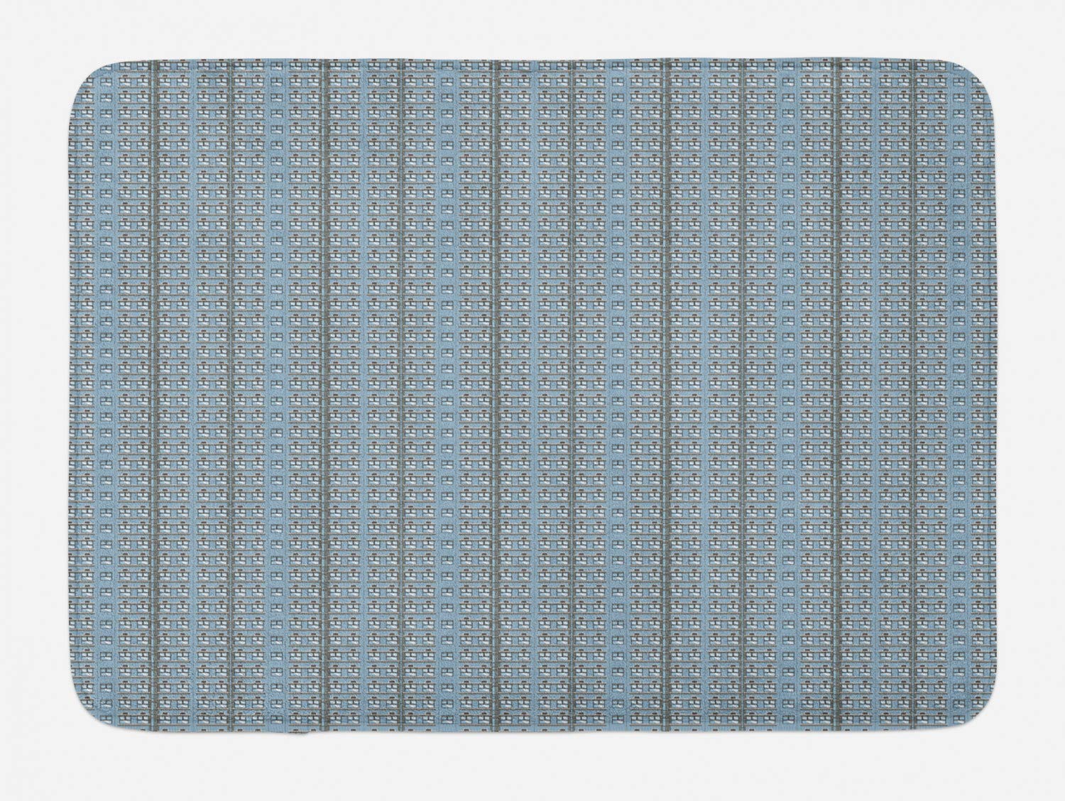 Ambesonne Non-Slip Plush Bath Mat - Modern Urban Window Design in Pale Blue & Dark Sepia, 30.2