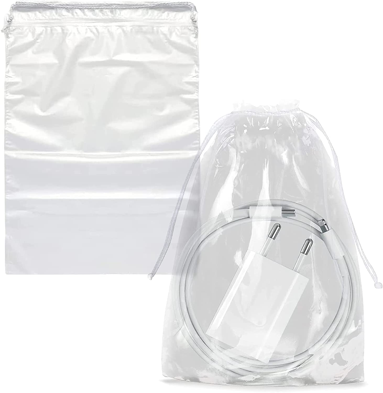 1000 Pack Clear Plastic Drawstring Bags 5x8 Inches - 2 Mil Thick Waterproof Double Drawstring Pouches for Party Favors, Travel Essentials, Jewelry & Small Items Storage - Bulk Wholesale Resealable Bags for Gifts, Snacks & Organizing