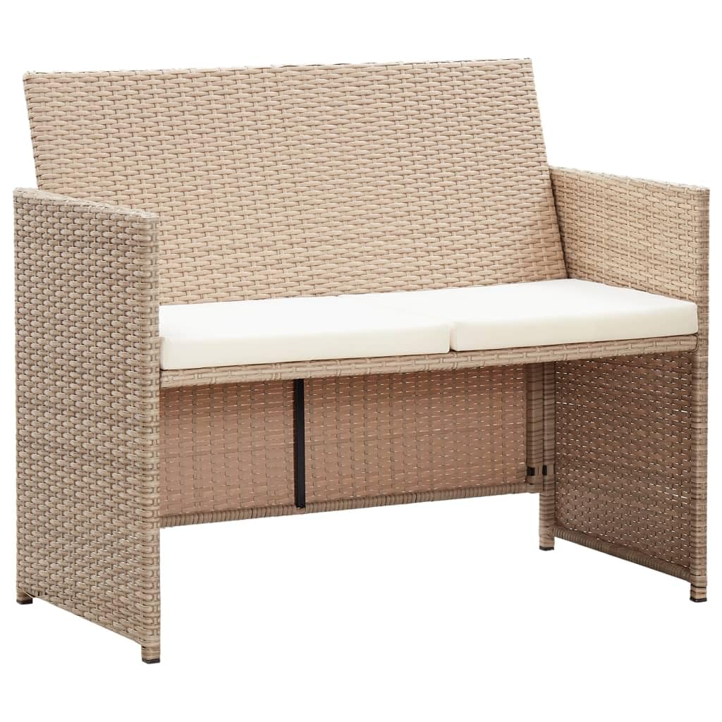 2 Seater Patio Sofa with Waterproof Cushions - Beige Poly Rattan Outdoor Furniture Set for Garden, Balcony, Deck & Poolside (Beige 12.7g) - Perfect for Relaxing, Entertaining & Sunbathing